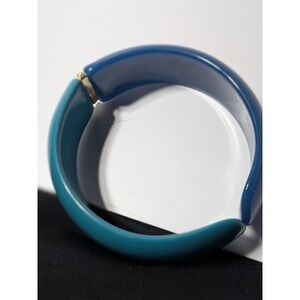 Vintage Two-Tone Blue & Teal Resin Hinged Clamper Bracelet
